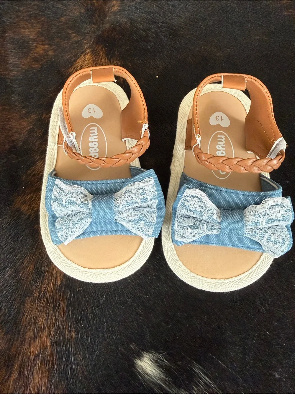 Carter's Girls Bow Sandals in White and Light Blue